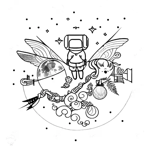 Couple Tattoo Fly Me To The Moon