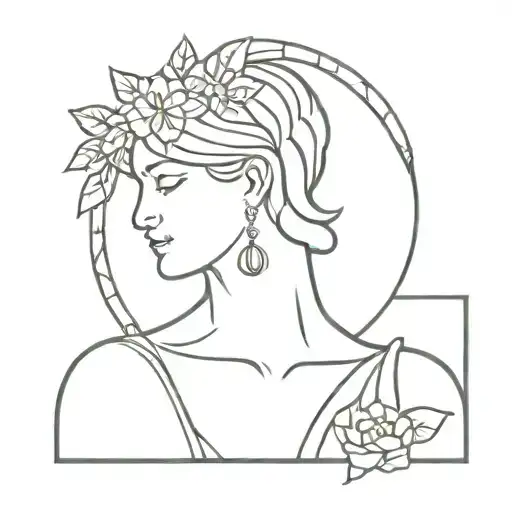 Roman Goddess And Flowera