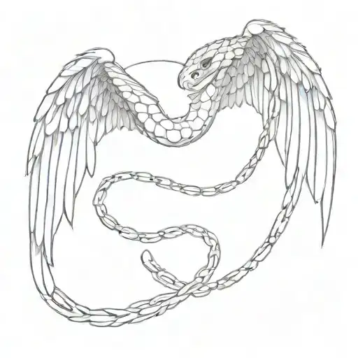 Angle Fighting Snakes With Chains Wrapped Round A Snakes A Angle Is Male With Armor And Wings