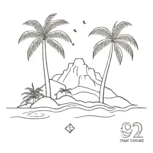 Outlines Of The Island Martinique With Palmtree In The Background And The Numbers 972 In The Island