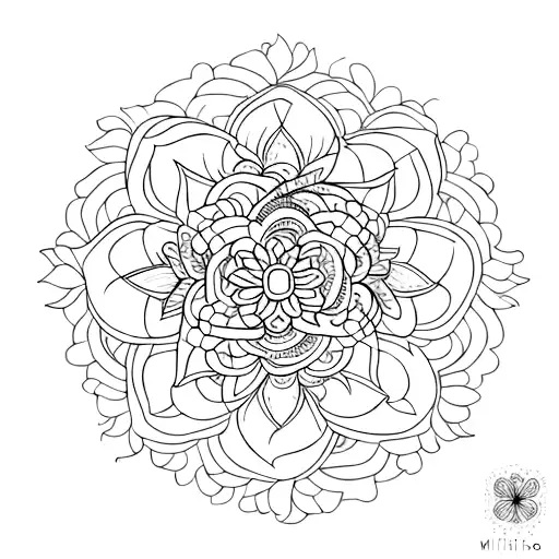 Different Flower Species With Mandala Background