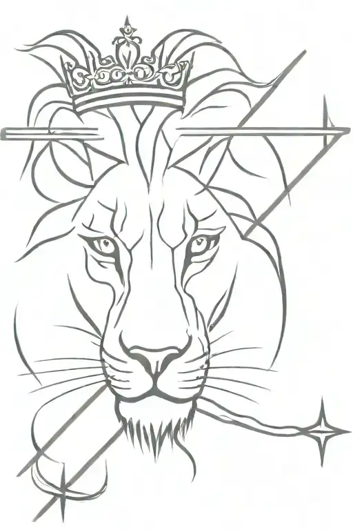Lion With A Crown Of Thorns And A Cross On The Eye