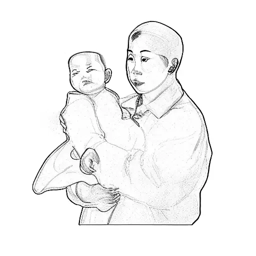 An Asian Man Holding A Baby