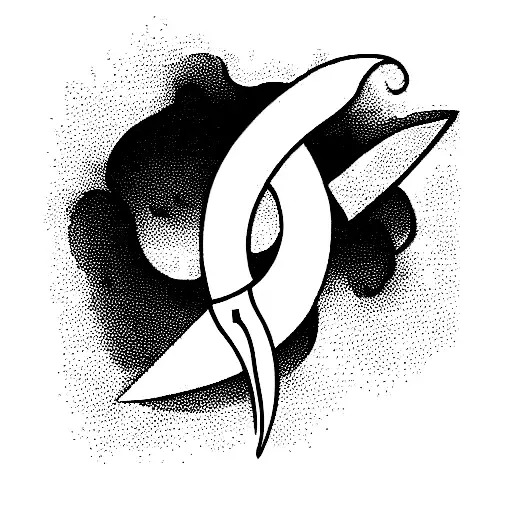 Tattoo Of Vertical Sword With Vine Work Around The Blade