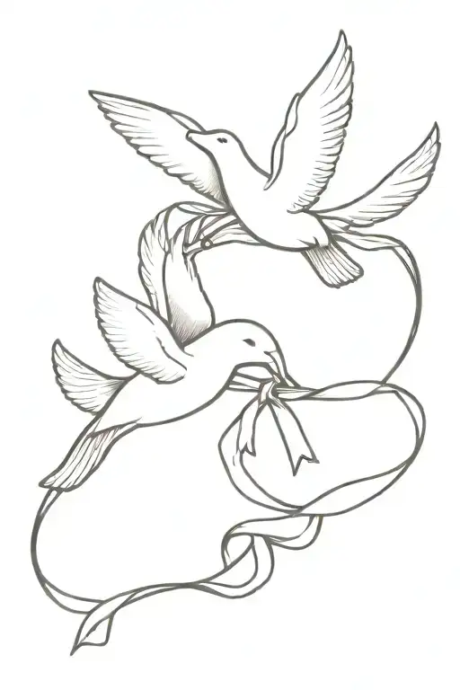 Two Doves Flying While Carrying A Ribbon Carrying An Elephant