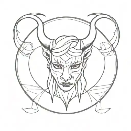 Female Devil Head In The Circle Shape