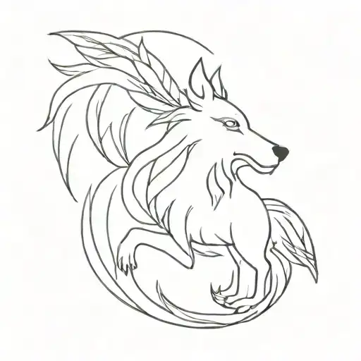 Wolf Lion Bird Phoenix Nature Cross
