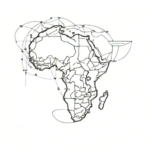 A Minimalist Tattoo That Combines The Outline Of The Map Of Africa With A Centered Compass