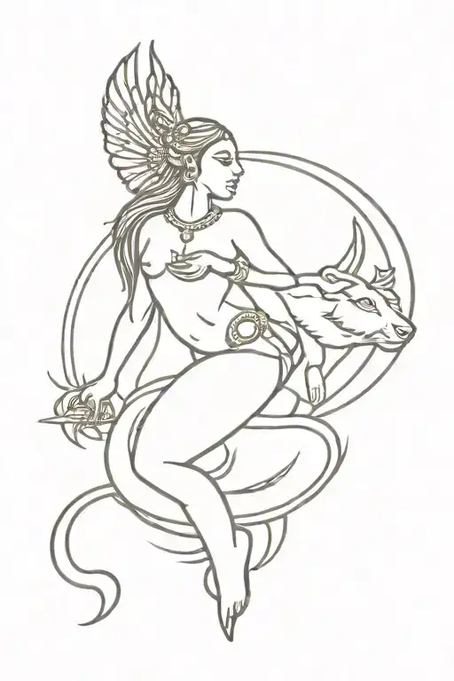 Indian Mythology Aesthetic Minimal Tattoo No Figure Only Design