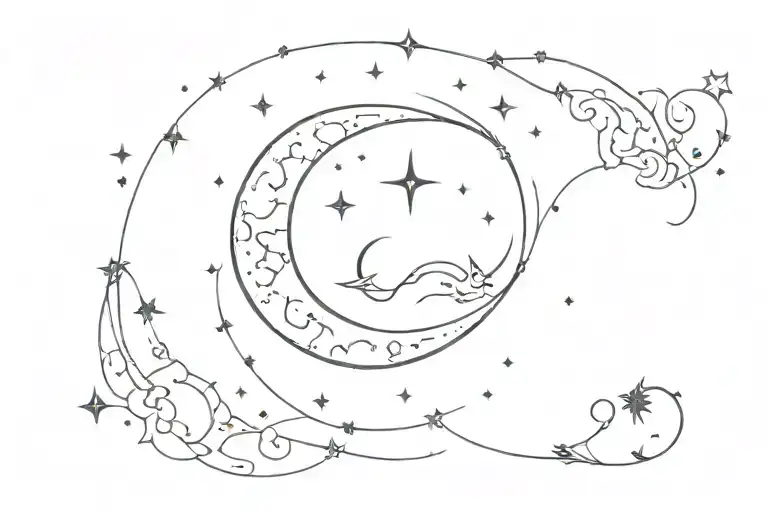 Crescent Moon With Scorpio And Pisces Constellations Around It