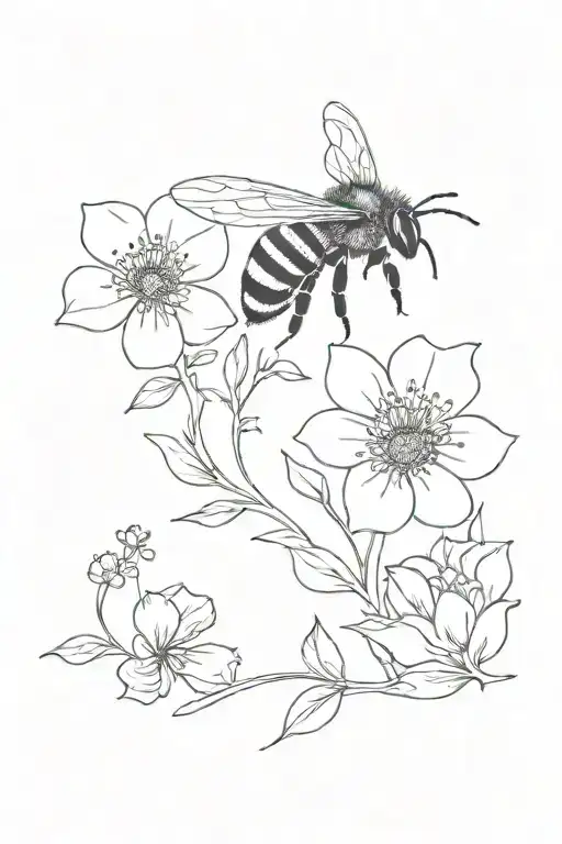 1 Bee With 3 Flowers