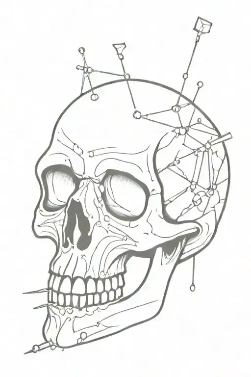Skull With Pins In Head And Open Mouth