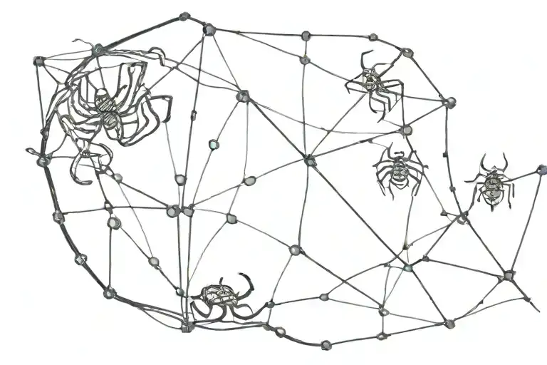 Snake And Spiders On A Spider Web