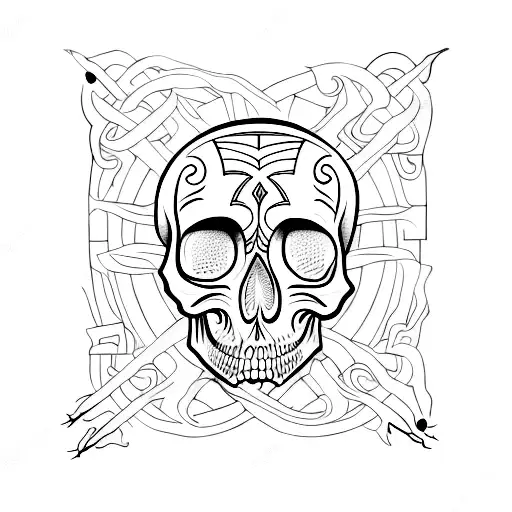 Alas Poor Yorik Skull And Arm Linework