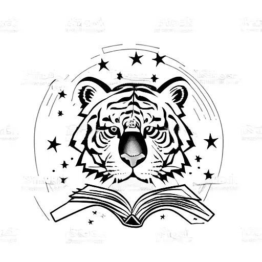 A Tiger Reading A Book Under A Starry Sky At A Concert Venue