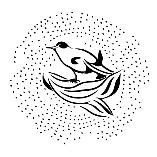 Simple Minimalist Sunrise Tattoo Design Black And White Small Dove Silhouette