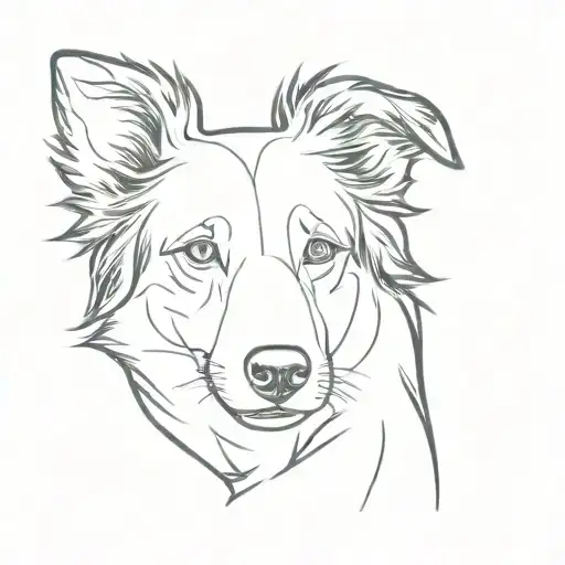 Border Collie Portrait Fine Line