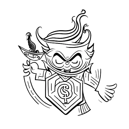 A Gini Holding A Bag Of Money With A Devilish Grin