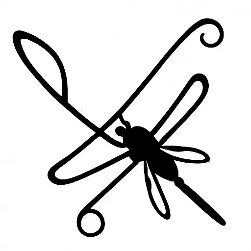 Dragonfly With The Alphabet Letter V