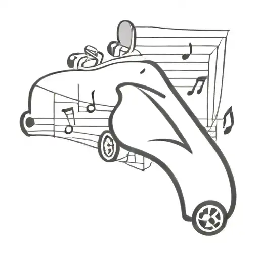 A Formula 1 Car Speeding Through A Musical Staff With Notes Flying Out Of The Exhaust Pipes