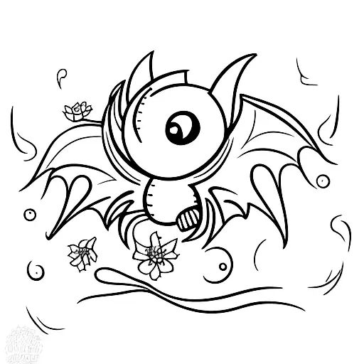 A Tattoo Of A Cute Bat Surrounded By Bluebells