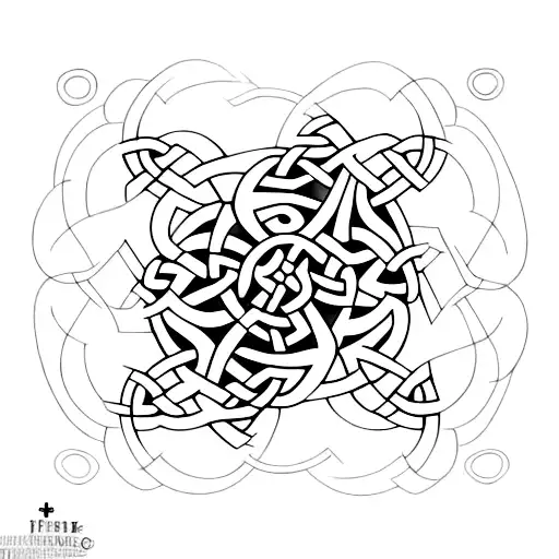 Ukrainian Pattern And Celtic Pattern With Fire Water Earth Air