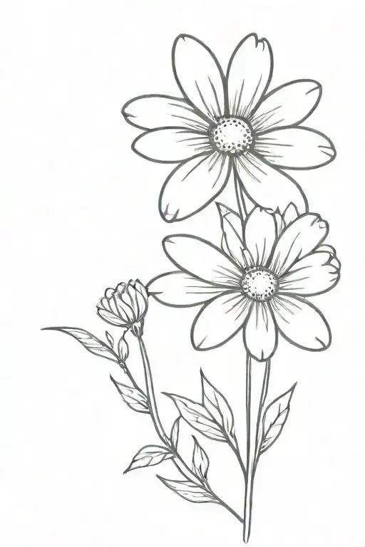 Dainty Daisy Tattoo Down Left Side Of Back