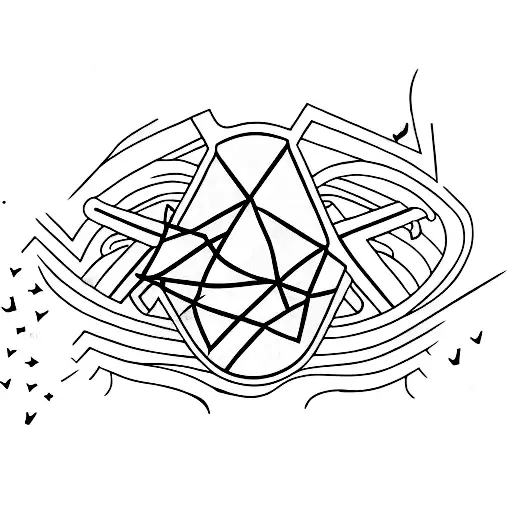 A Minimalist Tattoo Of A Rock Music Symbol Combined With Techno Elements