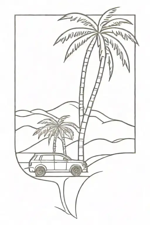 Palm Tree With Road Trip
