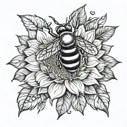 Large Bee On A Sunflower