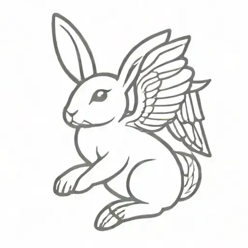 Small Bunny With Angel Wings Flying