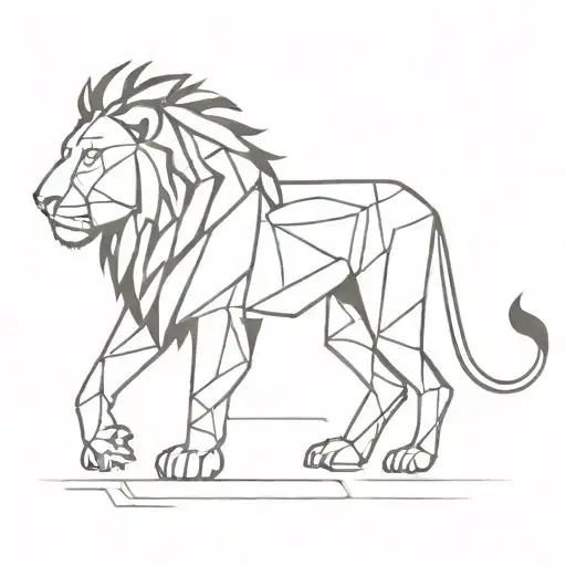 Abstract Geometric Straight Line Lion
