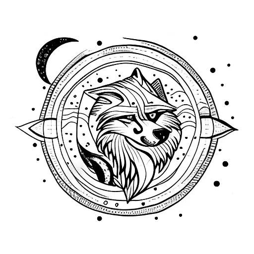 Wolf With Moon Background