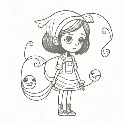 Cute Spooky Simple Coraline Halloween Girl