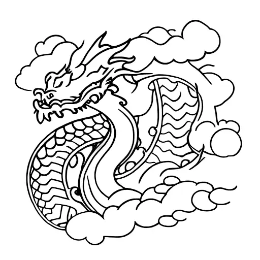 Dragon Protecting Gold Treasure