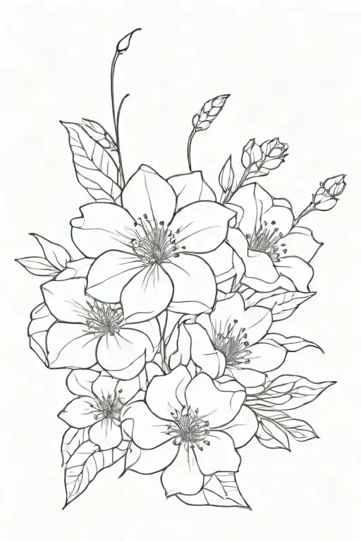 Outline Of A Bouquet For Jan Jul Nov Birth Flowers