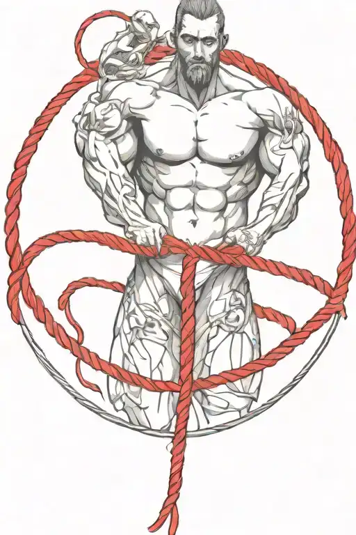 Simple Sexy Man Tied Up With A Red Rope