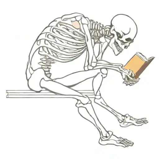 Half Skeleton Reading A Book