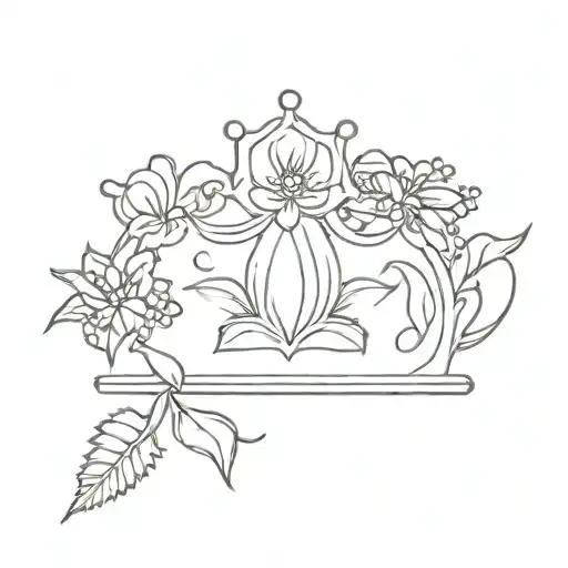 Crown Tattoo Featuring Flowers