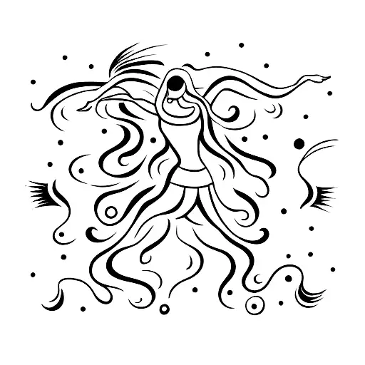 A Woman Dancing On A Black Background