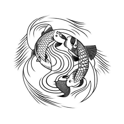 Koi Fish Ying Yang Black And Red