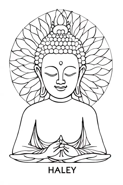 Create A Fine Line Tattoo Combining A Minimalist Buddha And The Name Haley