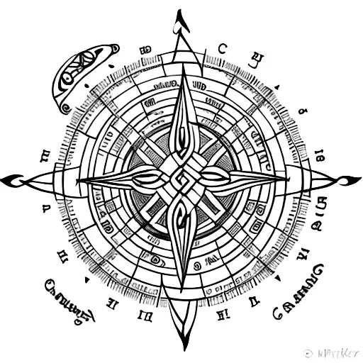 Celtic Compass With Tribal Designs