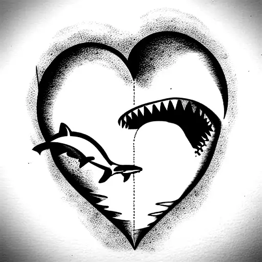Shark And Naval Mine In The Shape Of The Heart