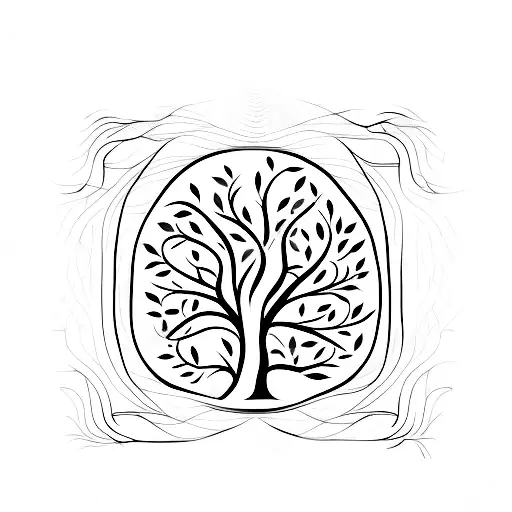 Tree Of Life With Vertical Lines