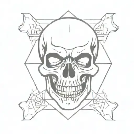 In A Square Frame A Skull With Many Fangs Like A Vampire