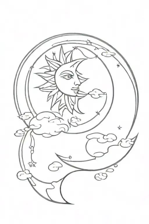 Sun And Moon Merging Together Roman