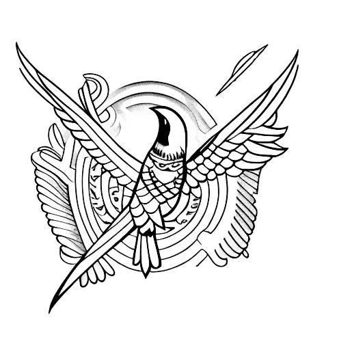 A Minimalist Tattoo Combining A Crow And Symbols Of The Drug Trade