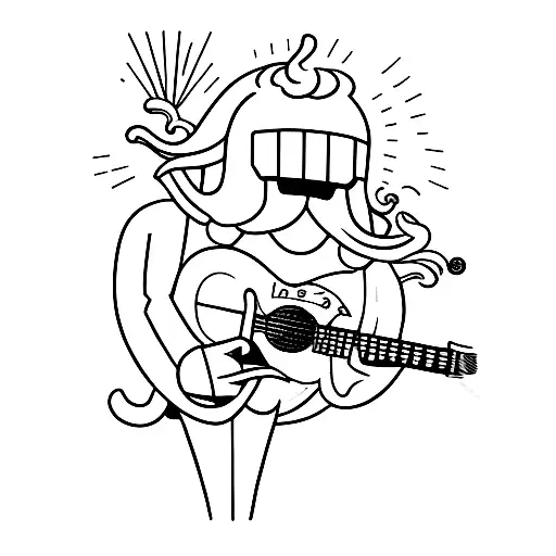 A Minimalist Tattoo Of A Guitar Pick With A Subtle Reference To The Band 'Duster'