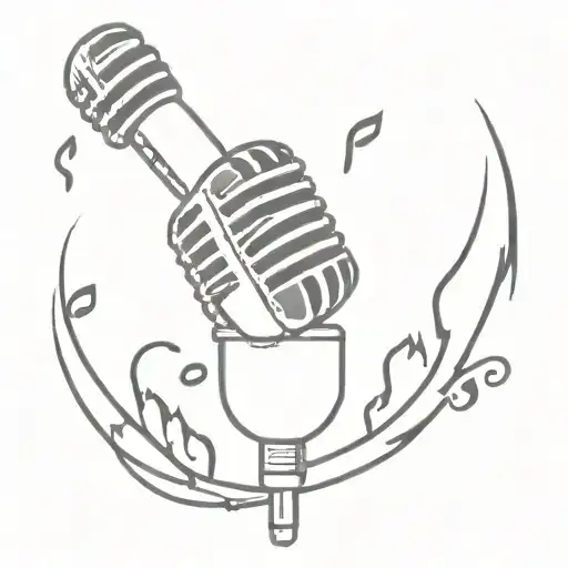 Microphone With Fire And Music Notes